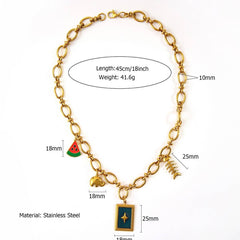 ORIGINAL STEEL OCEAN NECKLACE WITH ENAMEL PENDANT_CWMM8846