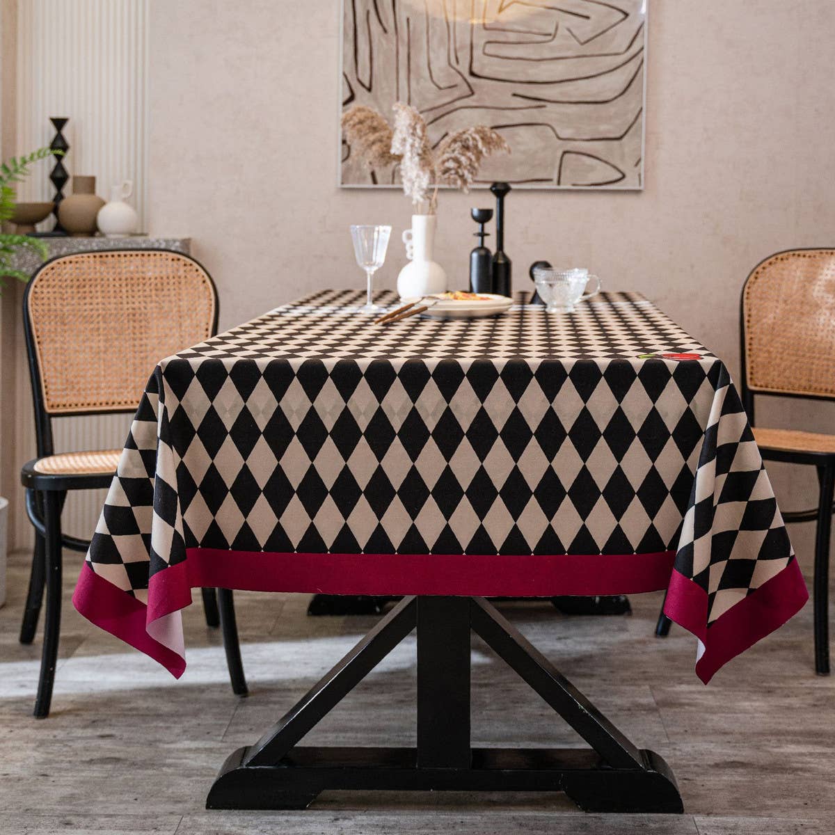 CHECKERBOARD TABLECLOTH SUEDE TABLECLOTH_CWMM0973