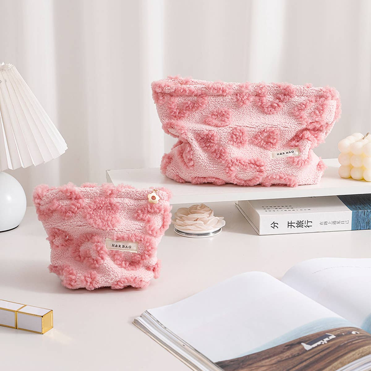 Cute Plush Heart Makeup Cosmetic Pouch Bag_Cwab06092
