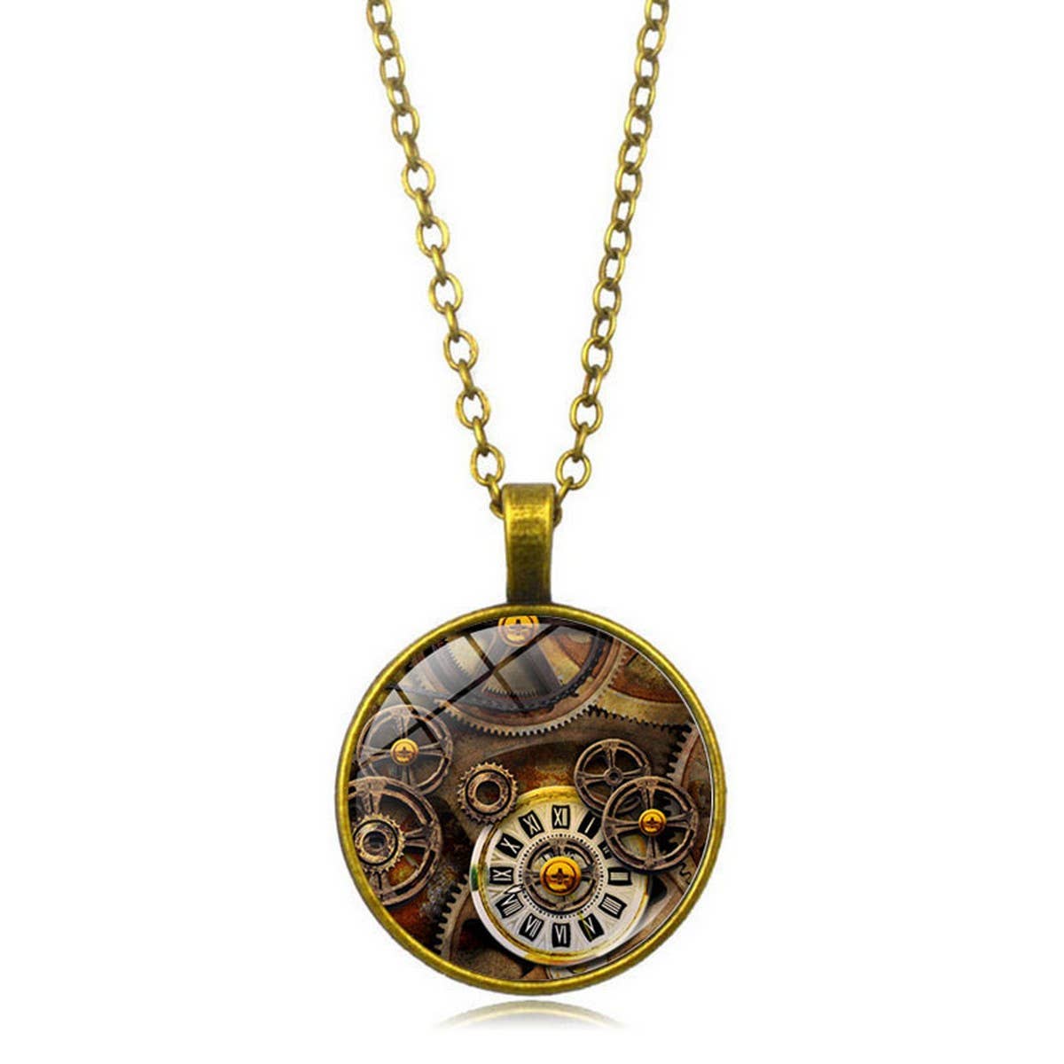 STEAMPUNK MECHANICAL TIME GEM NECKLACE JEWELRY_CWAJE0699
