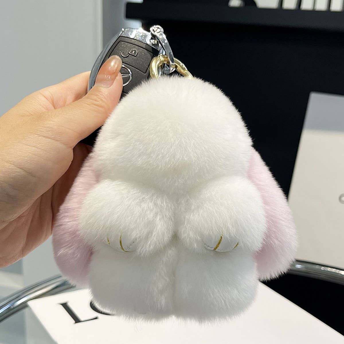NEW MINI CUTE PLUSH BUNNY CAR KEYCHAIN PENDANT_CWMM2448