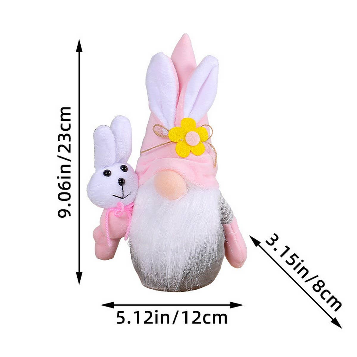 EASTER BUNNY GNOME HOLDING A BOUQUET OF FLOWERS_CWMM3481