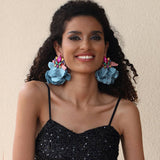 HANDMADE FABRIC FLOWER EARRINGS BOLD DROP DESIGN_CWMM6162