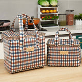 CHECKERED BENTO BAG LARGE CAPACITY CARRYING BAG_CWAB1728