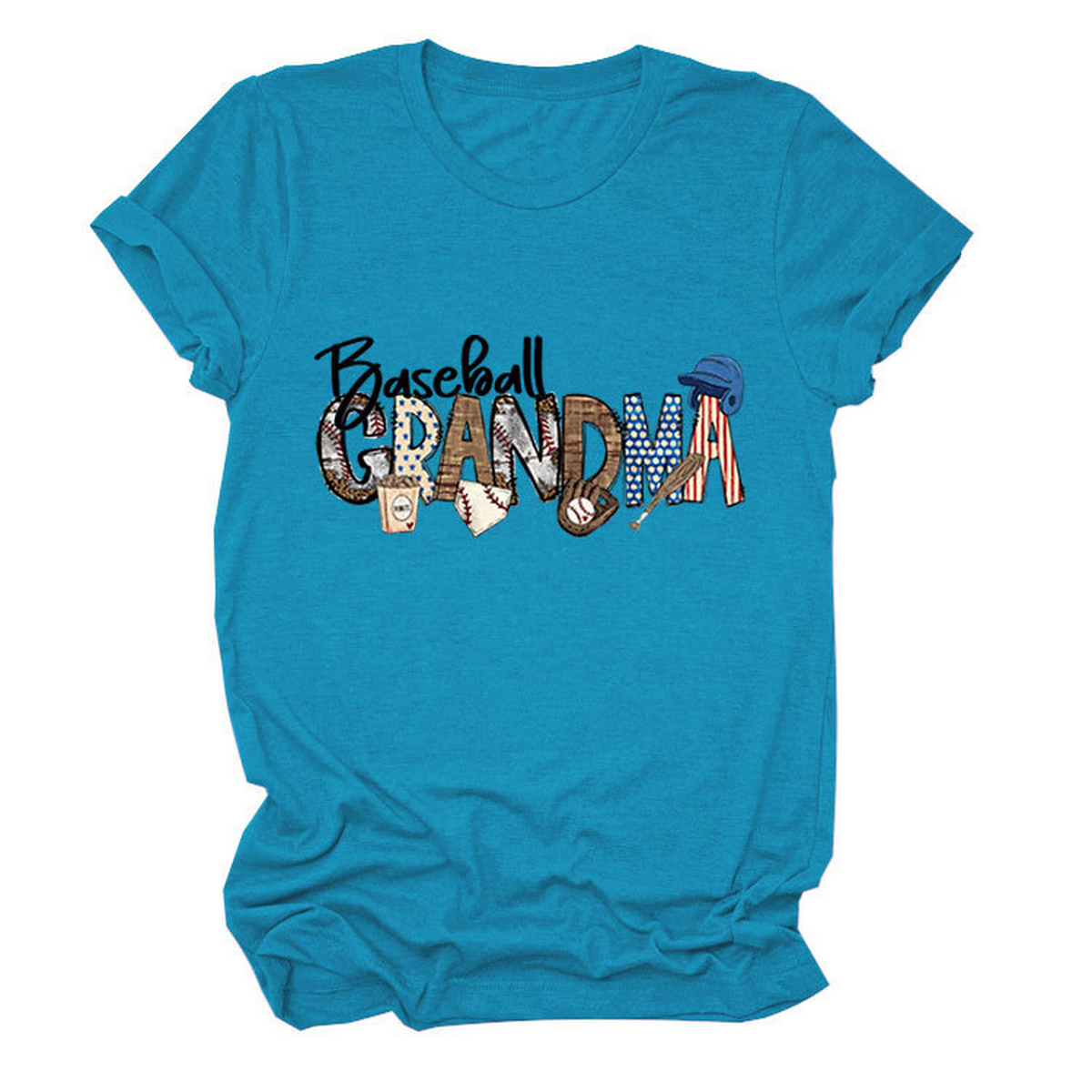 CASUAL CREW NECK TEE BASEBALL GRANDMA SHIRT_CWTTSL0496