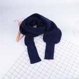 Cwasc1794_Elongated Solid Color Knitted Scarf With Sleeves