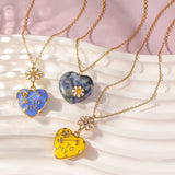 NEW FASHION LOVE PEACH ENAMEL OIL DROP NECKLACE_CWAJE2941
