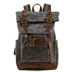 MOTORCYCLE STYLE CANVAS TACTICAL BACKPACK_CWAB5537