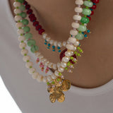 ELEGANT DYED STONE NECKLACE WITH PEARL TASSELS_CWMM8819