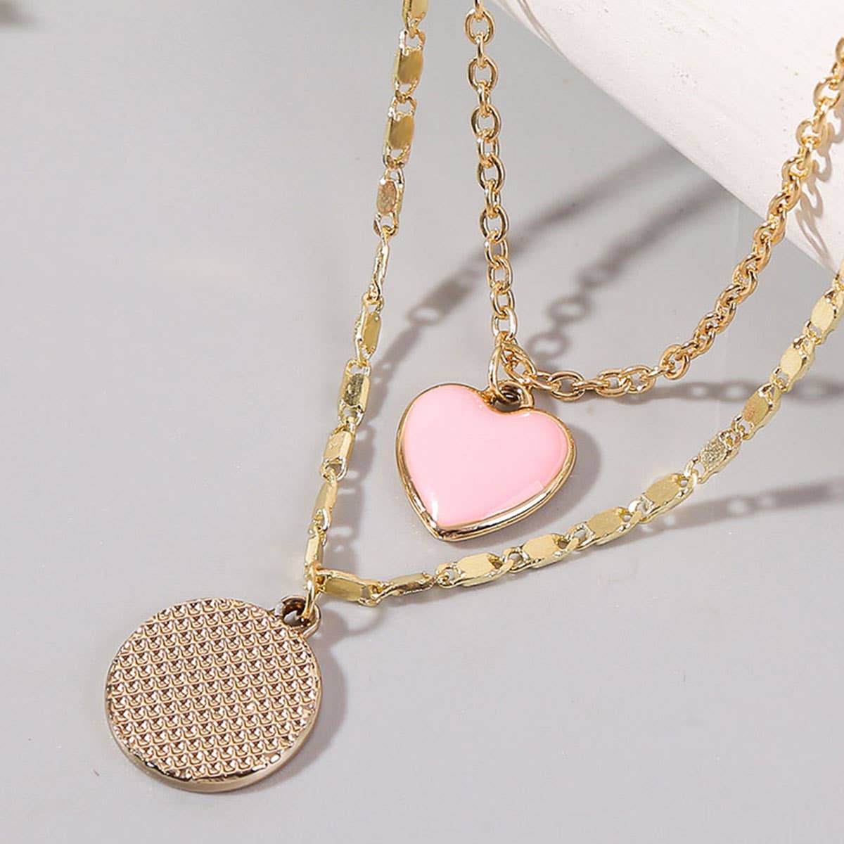 HEART CHARM LAYERED NECKLACE_CWAJE0437