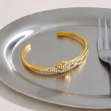 18K GOLD SNAKE OPEN BANGLE WITH ZIRCON NO FADE_CWAJE4699