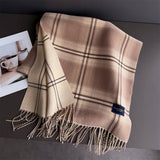 Elegant Plaid Feel Soft Winter Tassel Scarf_Cwasc03241