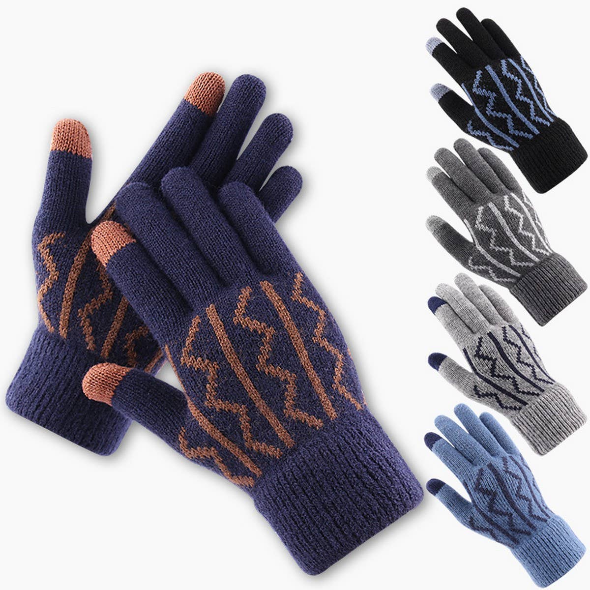 Winter Warm Jacquard Knitted Touch Screen Gloves_Cwag0237