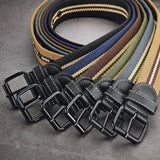 Women Canvas Striped Hollow Air Belt_Cwabe0595