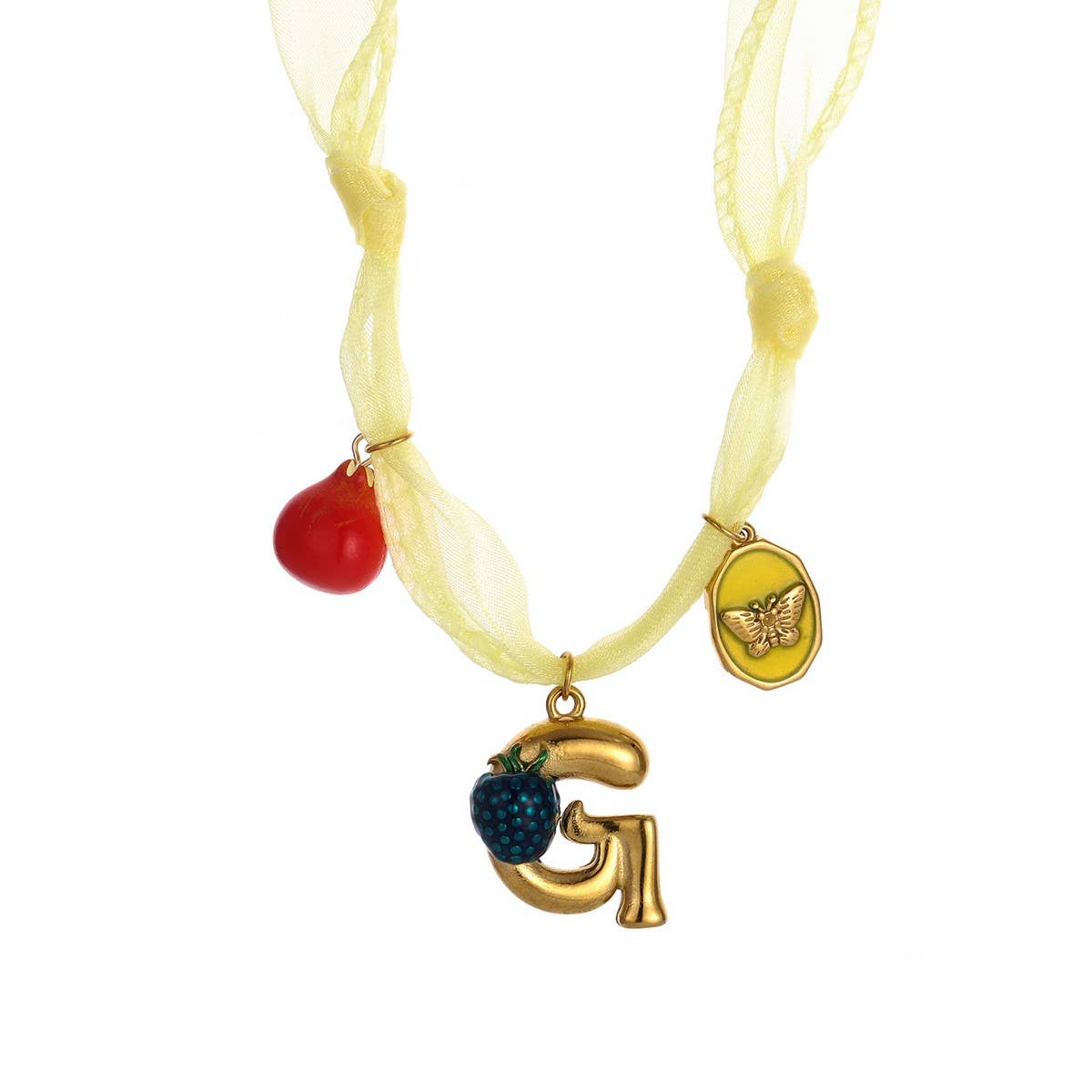 COLORFUL SCARF NECKLACE WITH FRUIT CHARMS_CWMM8801