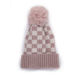 CHILDREN CHECKERBOARD PLAID KNIT HAT_CWAH0734