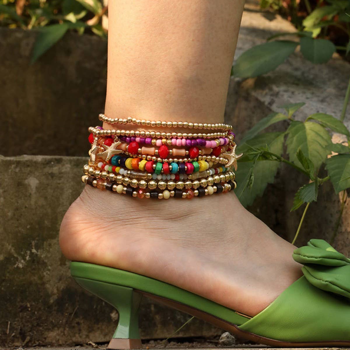 STARFISH BEACH ANKLET SET SUMMER BOHO STYLE_CWMM6342