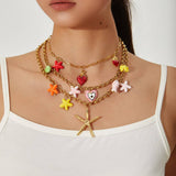 FASHION STEEL STRAWBERRY STARFISH NECKLACE_CWMM8823