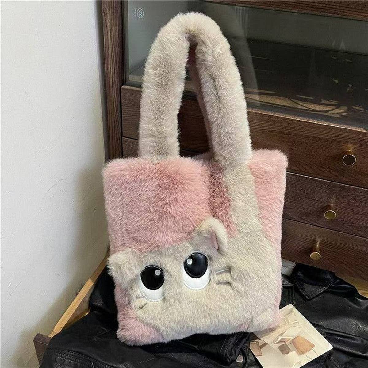 Lush Cat Tote Bag ? Colorblock Embroidered Bag_Cuab00394