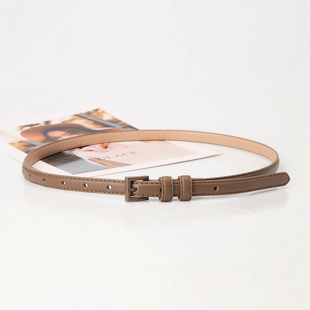 Cwabe0907_Women'S Small Square Buckle Thin Belt