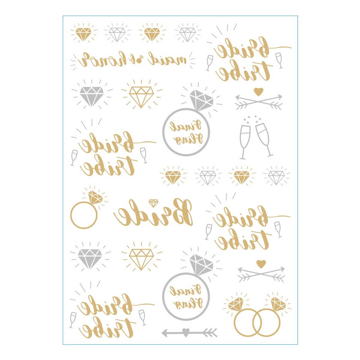 ROSE GOLD BRIDE TATTOOS METALLIC PARTY STICKERS_CWMM8243