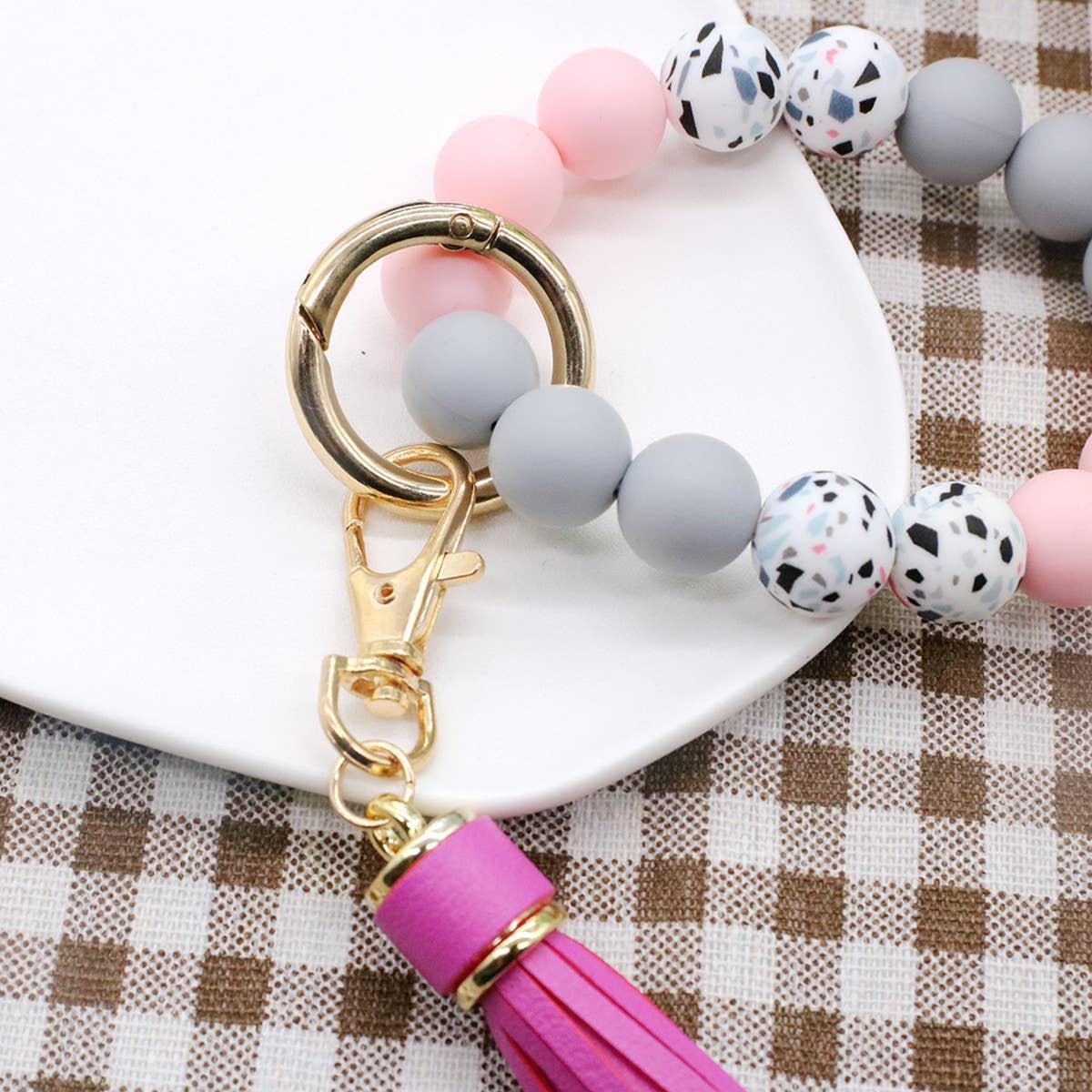 Camouflage Silicone Bead Bracelet Keychain_Cwmm1568