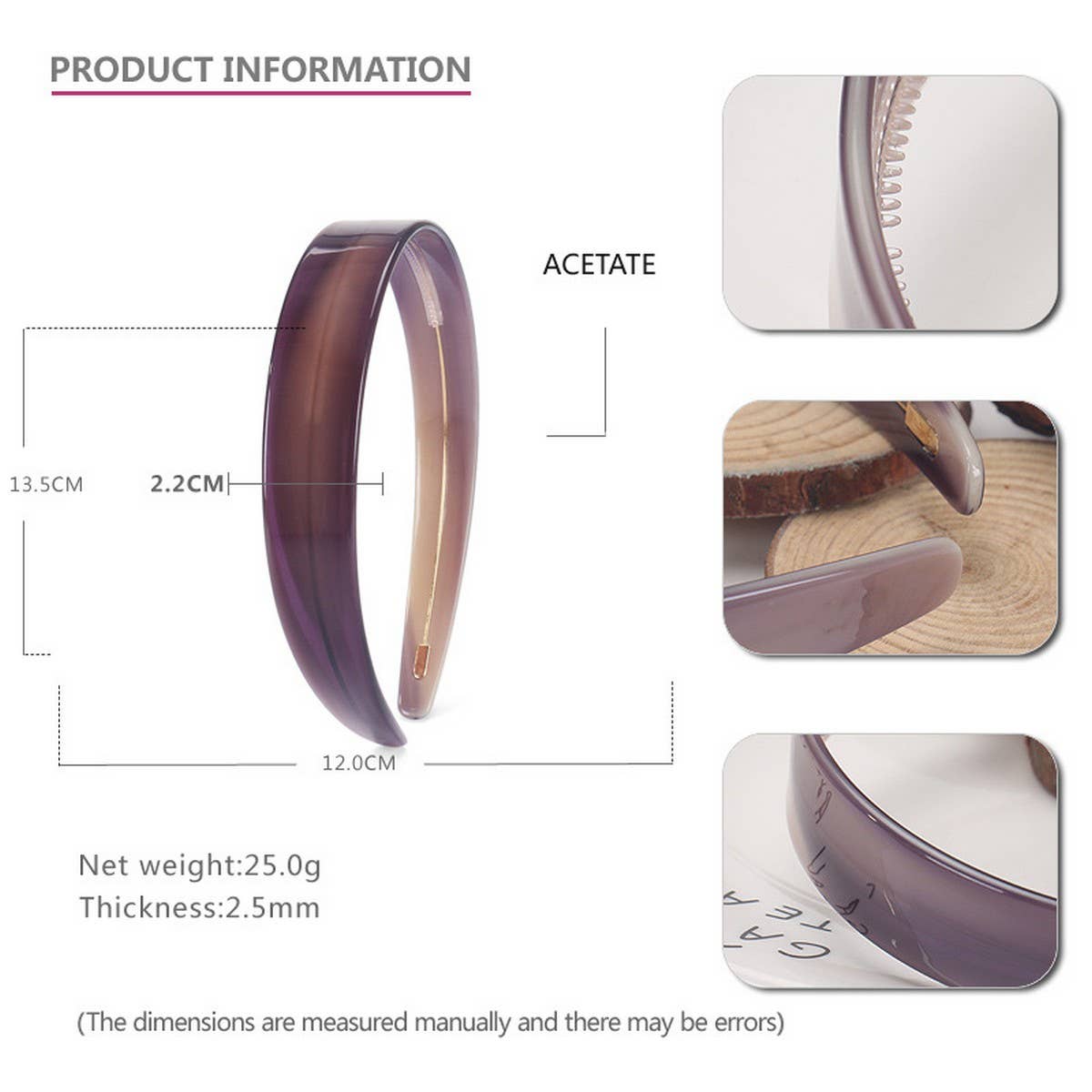 2 2CM WIDE VINTAGE ACETATE HEADBAND HAIRPIN_CWAHA4341