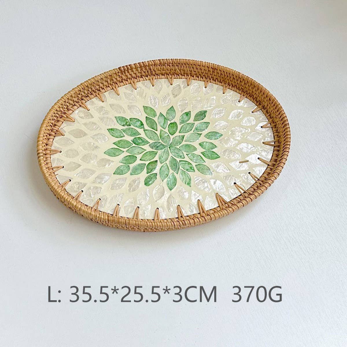 RATTAN OVAL FRUIT TEA SHELL TRAY STORAGE BASKET_CWMM4497