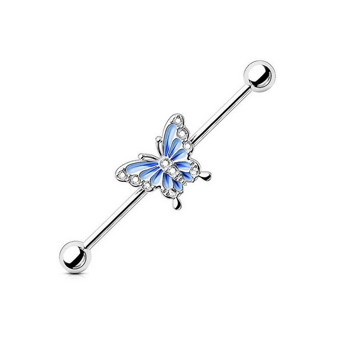 ENAMEL BUTTERFLY PIERCING SET BELLY EAR NOSE_CWMM9245