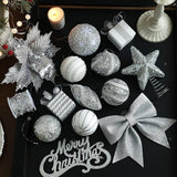 SILVER FOAM GLITTER XMAS BALLS BOWS TREE TOPPER_CWMM9677