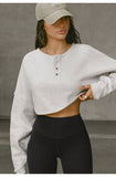 Solid-Color Bat-Sleeved Short Sweatshirt
