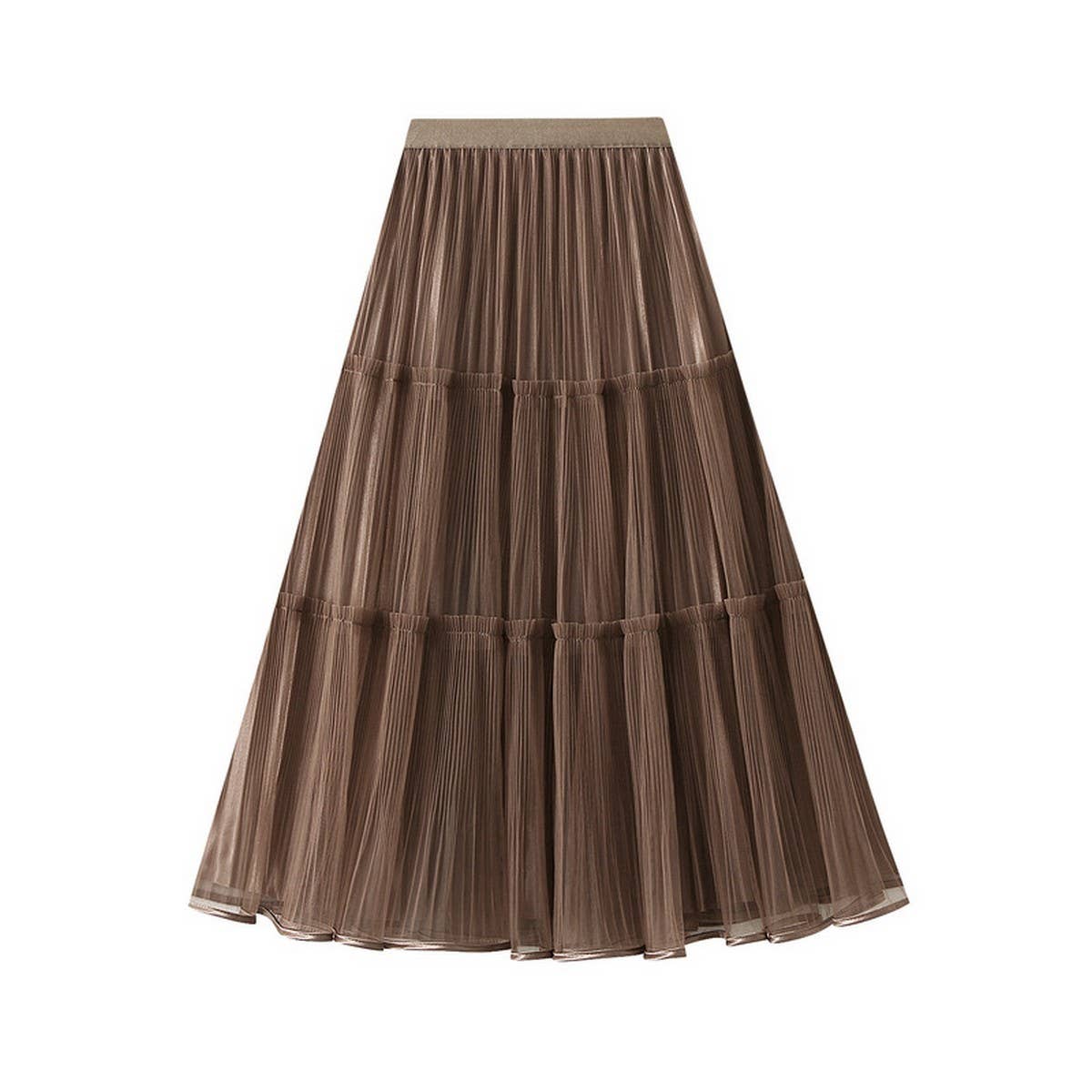 REVERSIBLE HIGH WAIST A LINE MESH MIDI SKIRT_CWBMS0339