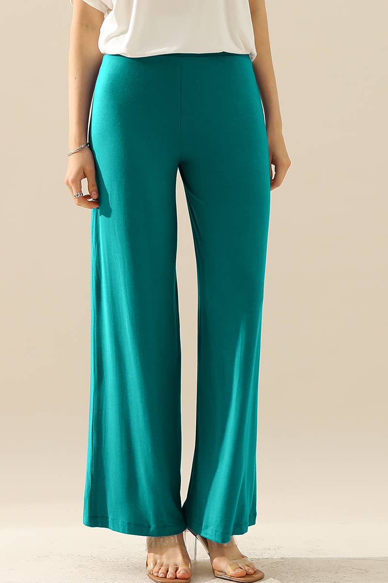 Women Solid Color Baggy Wide Leg Pants_Cwblp397