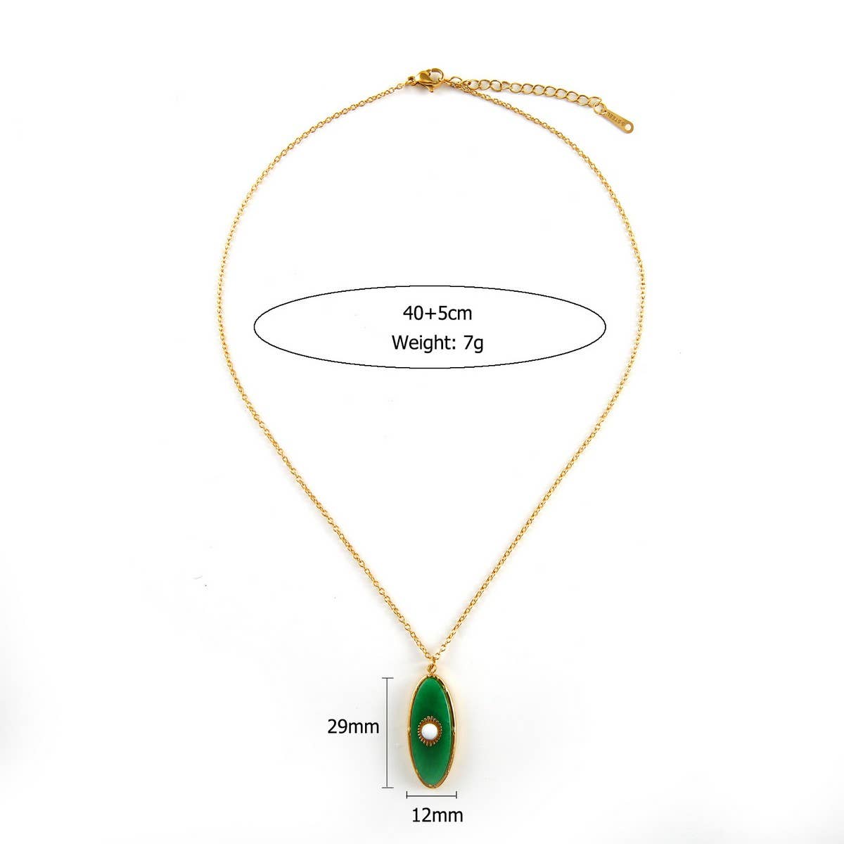 18K STEEL NECKLACE RING SET WITH AFRICAN JADE_CWMM8875