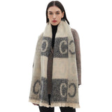 LETTER JACQUARD SCARF WINTER SHORT FRINGE WRAP_CWASC0863