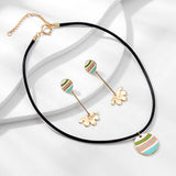 COLORFUL ENAMEL PENDANT NECKLACE EARRINGS SET_CWAJE2916