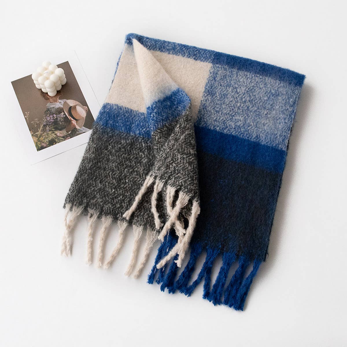 Autumn And Winte Fluffy Plaid Scarf_Cwasc1006