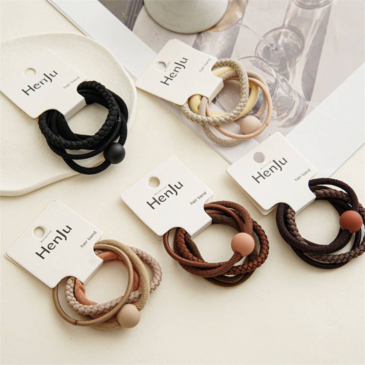 4PCS SET BALL SIMPLE HAIR TIES_CWAHA0333