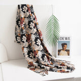 FLORAL FAUX CASHMERE SCARF SOFT WARM TASSEL SHAWL_CWASC0913