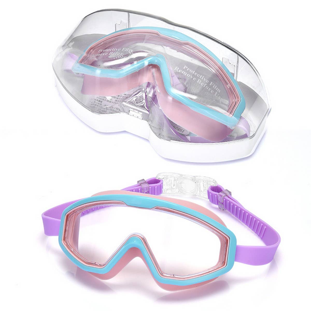 KIDS SWIM GOGGLES ANTI FOG LARGE FRAME FLAT LENS_CWASG1046