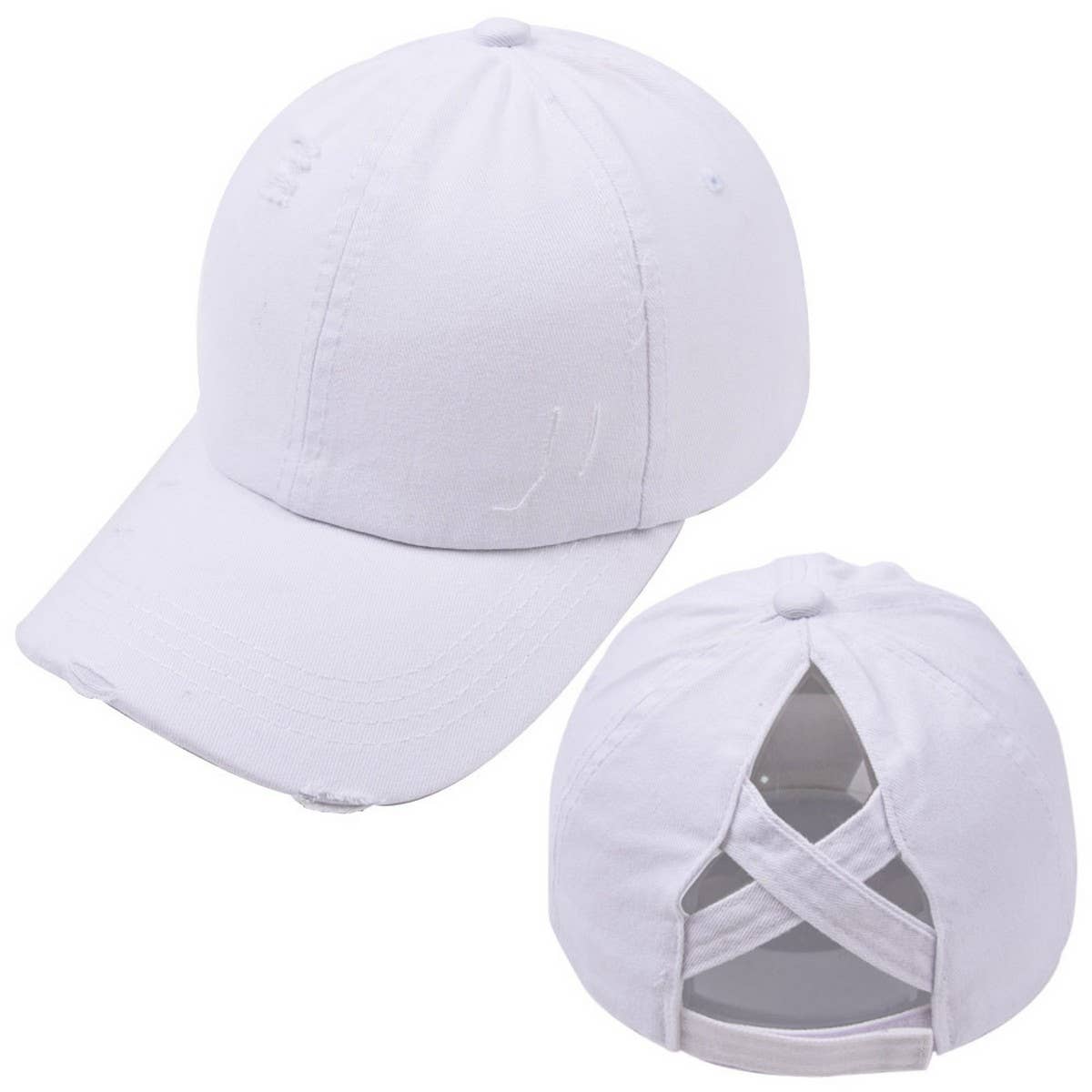 CROSS PONYTAIL BASEBALL CAP VISOR RETRO PEAKED CAP CWAH1220