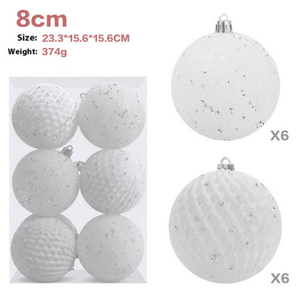 8CM 12PCS GLITTER XMAS BALL ORNAMENT SET_CWMM9871