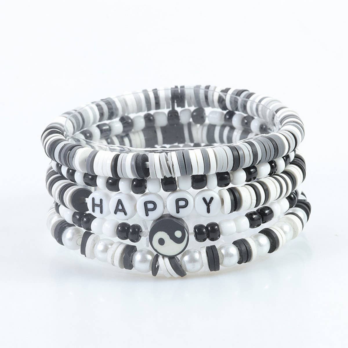 5PCS SMILING FACE LETTER BEAD BRACELET SET_CWMM0537