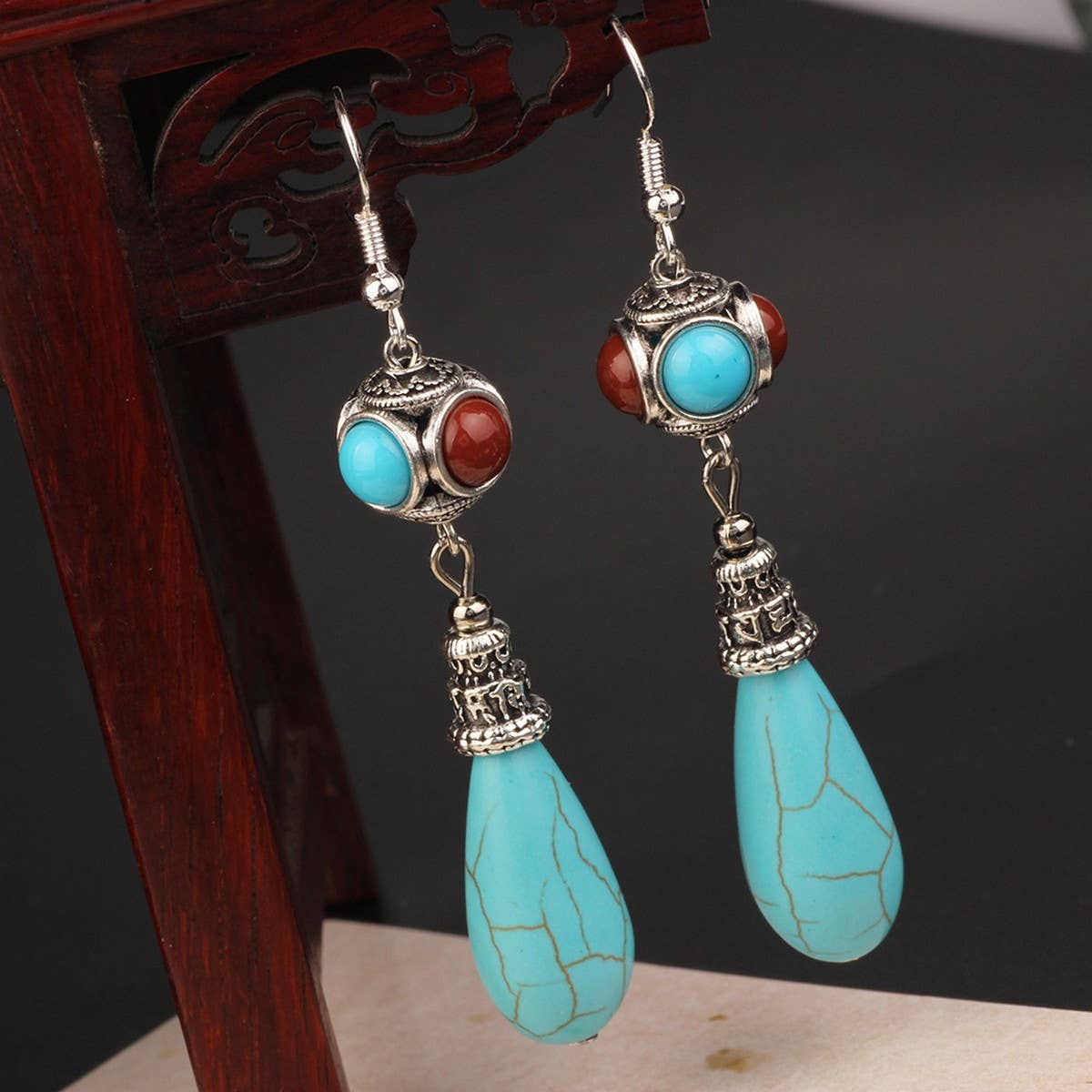 HIGH END ETHNIC RETRO WATER DROP EARRINGS_CWAJE4007