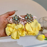 HANDMADE FABRIC FLOWER EARRINGS BOLD DROP DESIGN_CWMM6162