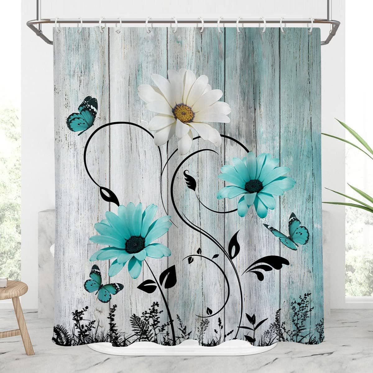 FLOWER WATERPROOF BATHROOM SHOWER CURTAIN_CWMM1798