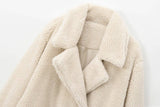 Solid-Color Lapel Woolen Overcoat Coat