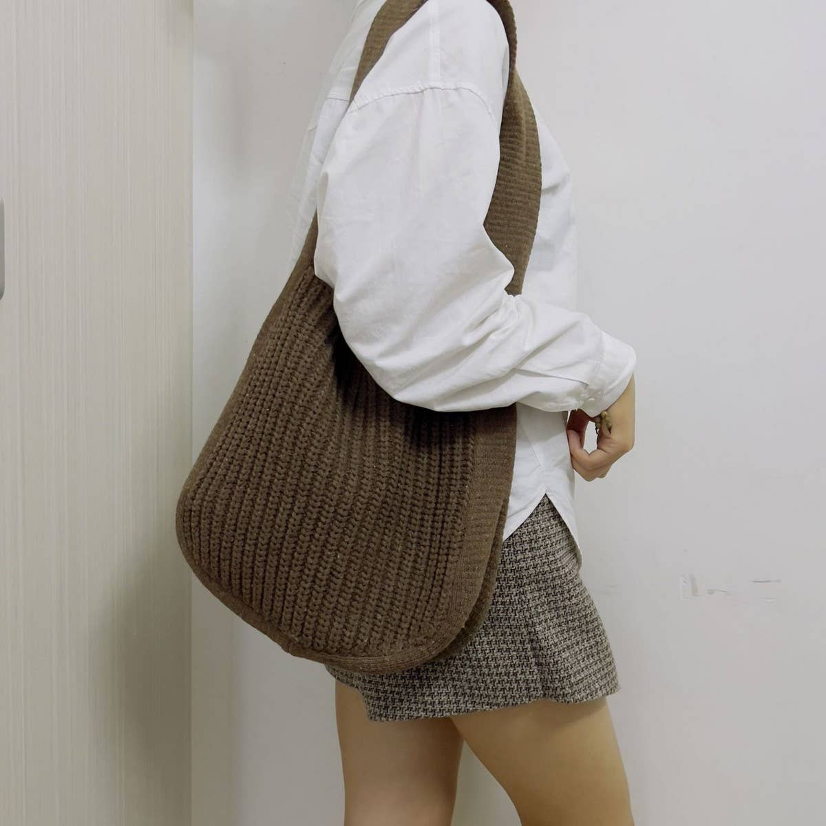 Cwab4578_Solid Color Knitted Crossbody Shoulder Bag