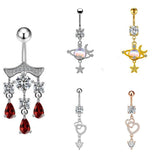 FAN SHAPE CZ BELLY RING HYPOALLERGENIC STYLE_CWMM9198