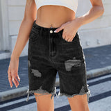 Washed Casual Ripped Vintage Vintage Denim Shorts